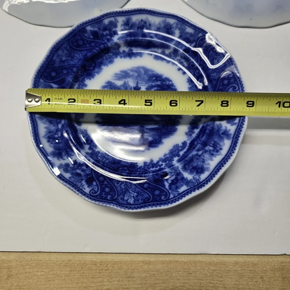 Antique Set 5 Flow Blue Nonpareil 8 5/8